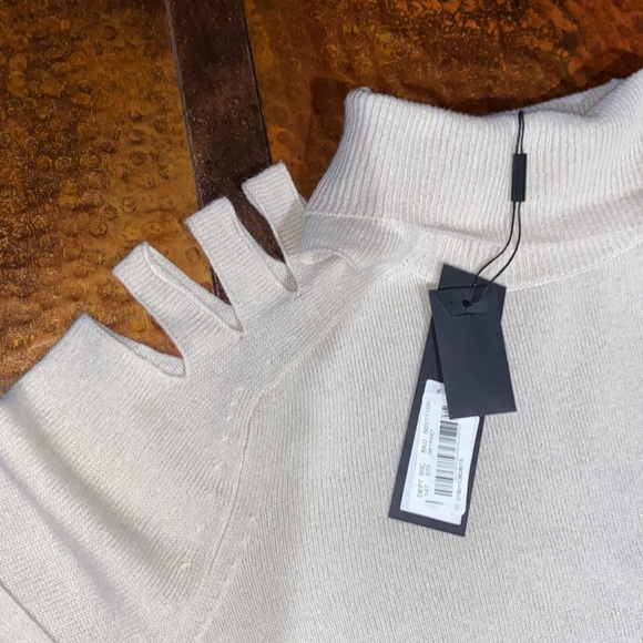 Halston Heritage Wool and Cashmere Turtleneck Cutout Sweater XL Luxury - Picture 2 of 10